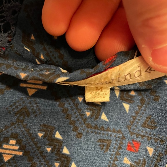 Navy Blue Aztec Print Top - Picture 5 of 6